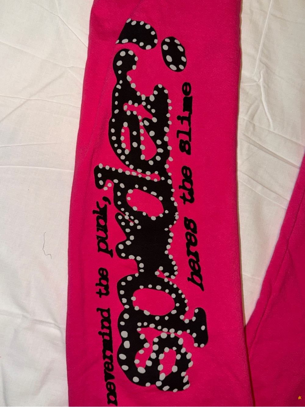 Hot Pink SP5DER Graphic joggers.